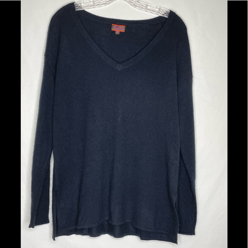 Tesori 100% Cashmere Black Sweater Tunic V Neck